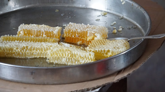 a metal pan filled with lots of food