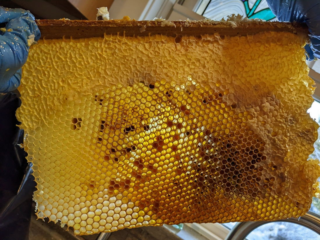a beehive with a picture of a man's face on it