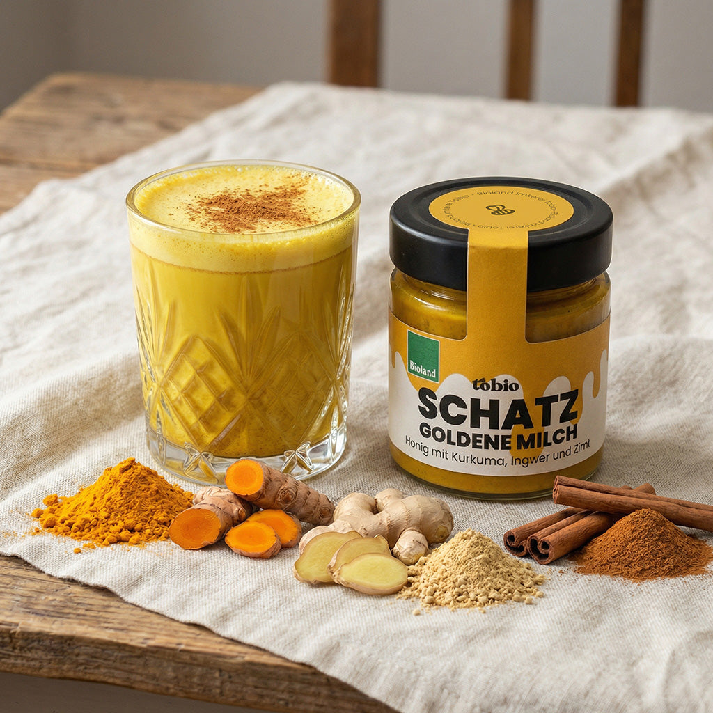Bio Goldene Milch Honig Bundle – Kurkuma Honig 6er Vorratspaket -250g - Imkerei Tobio
