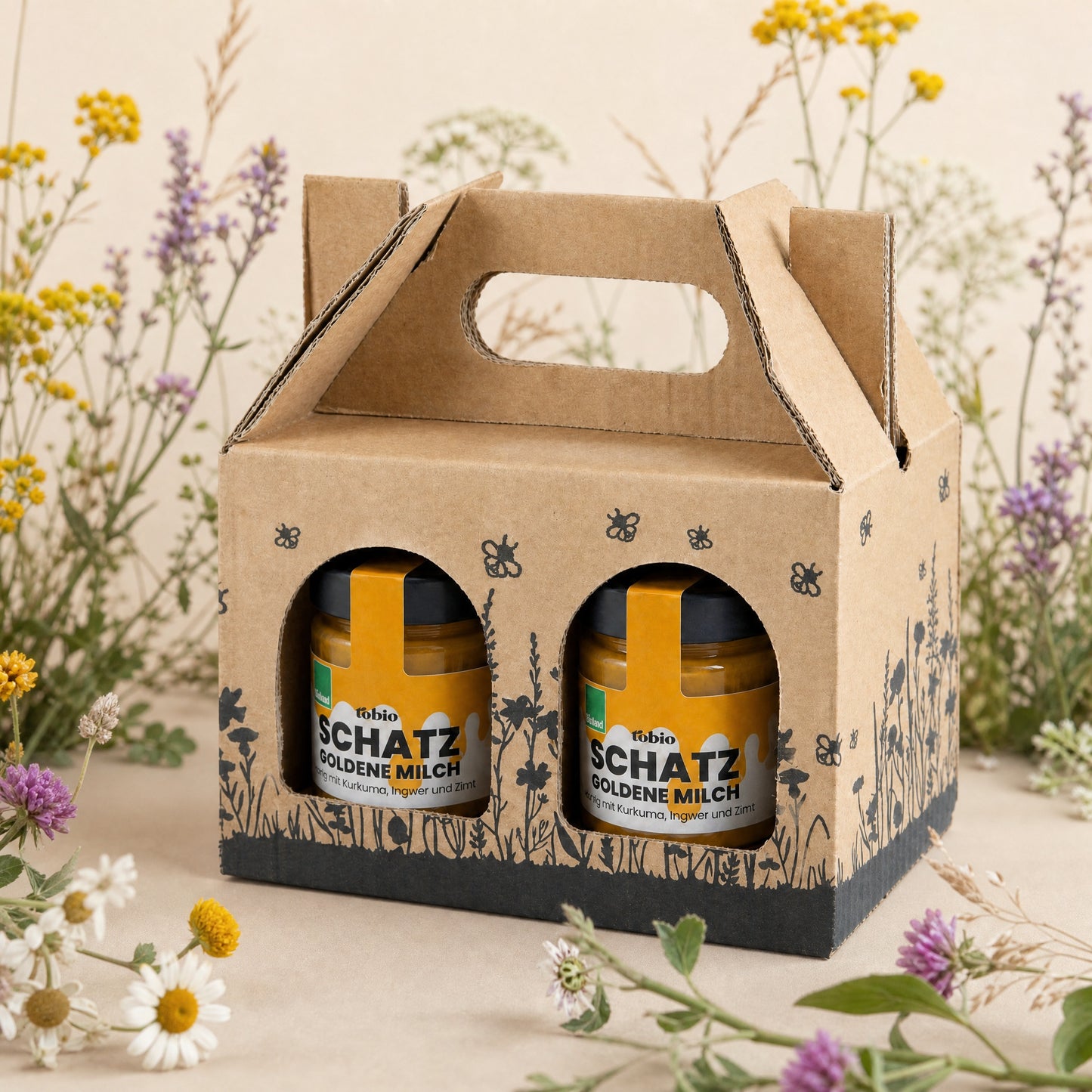 Geschenkset - 2x SCHATZ Goldene Milch - Honig mit Kurkuma, Ingwer und Zimt 250g